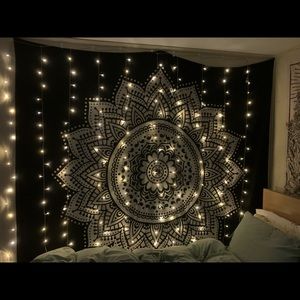Black tapestry. Lights not included